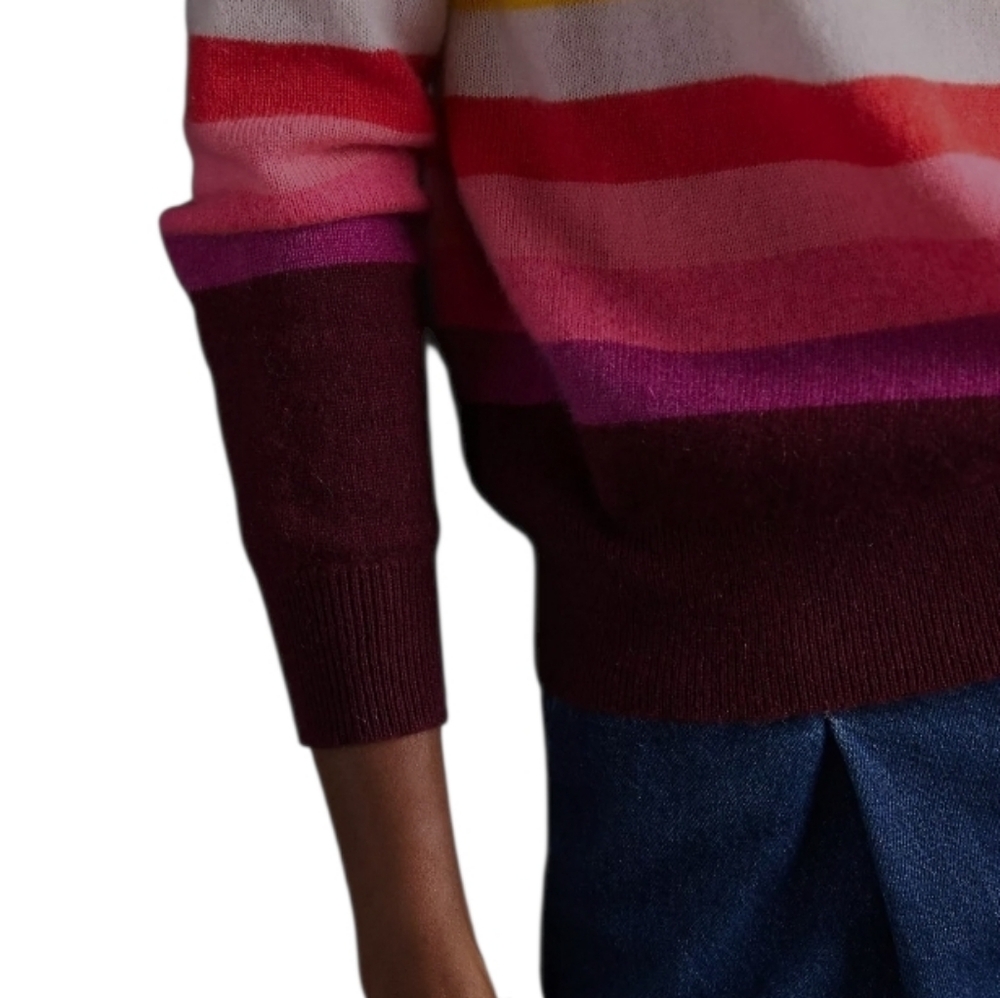 Anthropologie White + Warren Multicoloured  Cashmere Rolled Mock Neck Sweater XS - Picture 4 of 12